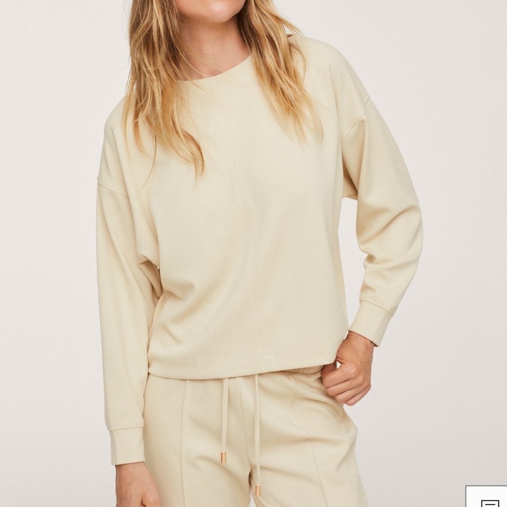 Mango MNG Oversized Textured Sweatshirt Beige Worn Once in Excellent Condition - Picture 3 of 12